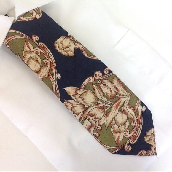 𝅺efebo Armani - Men's 100%‎ Silk Tie Blue Floral … - Picture 3 of 6